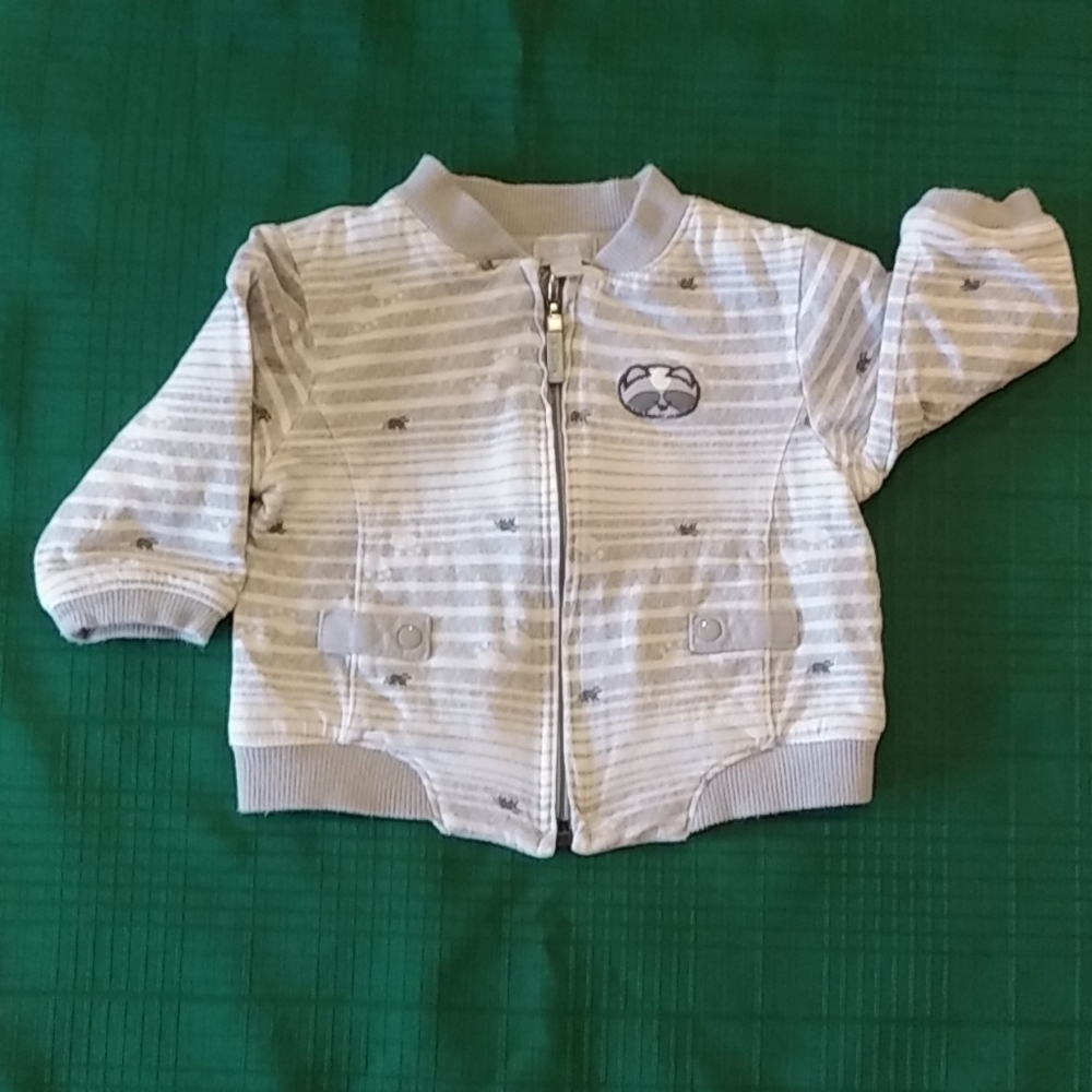 Mexx White and Gray Front Zipper Up Sweater